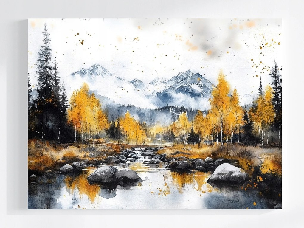 Vászonkép Canvas Tájkép Hegyek Tó Fák Ősz 80x60