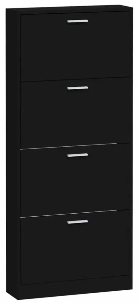 vidaXL fekete szerelt fa cipősszekrény 59x17x150 cm