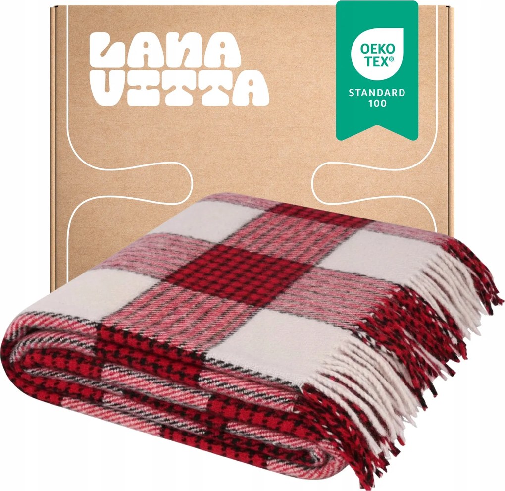 "Veronika" félig gyapjú takaró ágytakaró Pléd piros 140х200 cm
