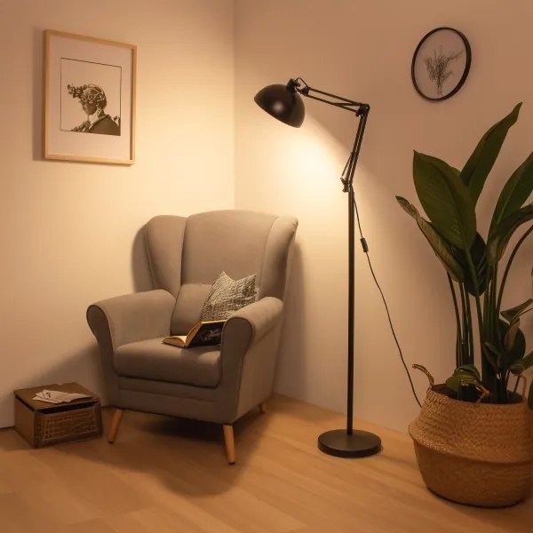 Brilagi - Hajlítható állólámpa TASKER 1xE27/60W/230V 157 cm fekete