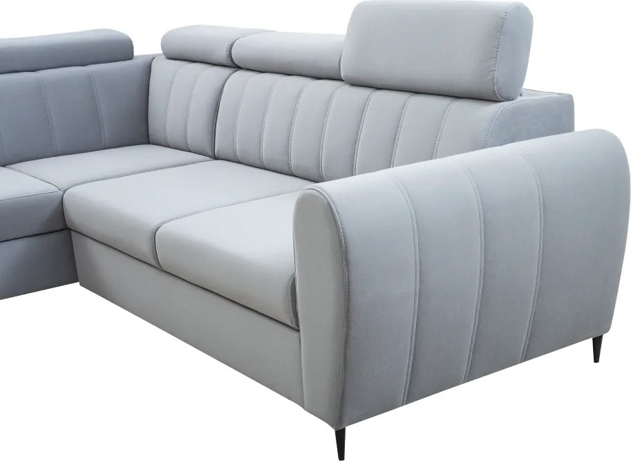 Kinyitható ülőgarnitúra, világosszürke, balos, KORIO L