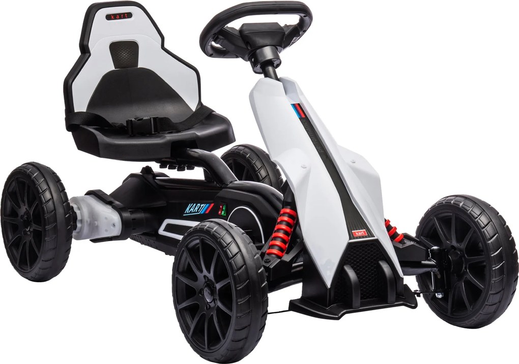HOMCOM Elektromos Gyerek Go-Kart 12V 3-5 km/h Drift Kart 2 Sebességbeállítással, Biztonsági Övvel, Kormányzással, 3-8 Éves Gyerekeknek, Fehér | Aosom