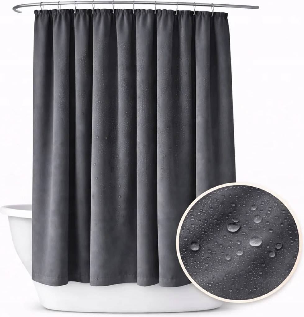 Fürdőszobai függöny 150x240 vízálló grafit zuhany béka alagút