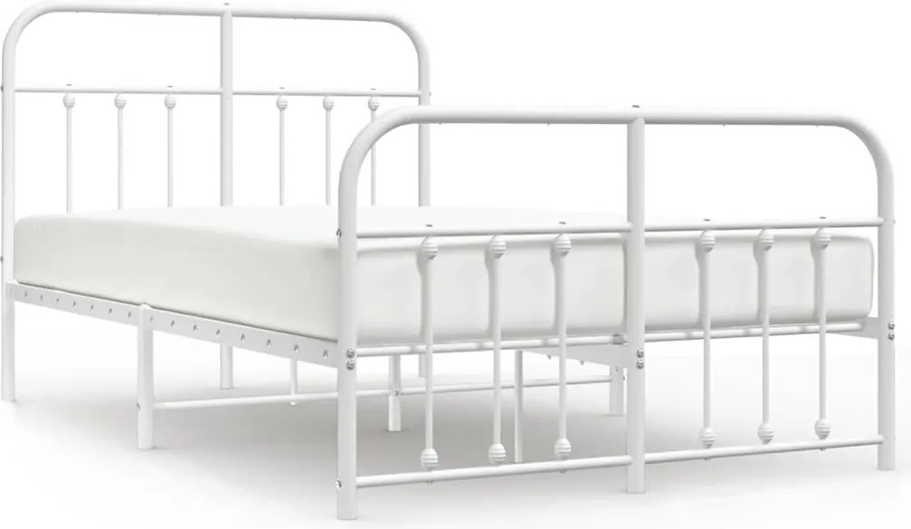 vidaXL fehér fém ágykeret fej- és lábtámlával 120x200 cm