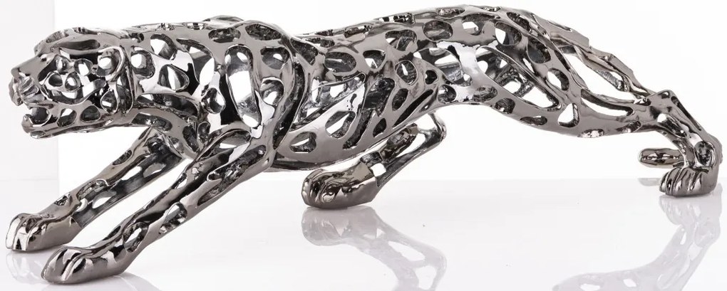 Figura Leopard Műanyag Ezüst 22x87x18cm