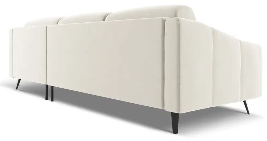 Krémszínű bársony sarokkanapé (jobb oldali) Nalu – Makamii