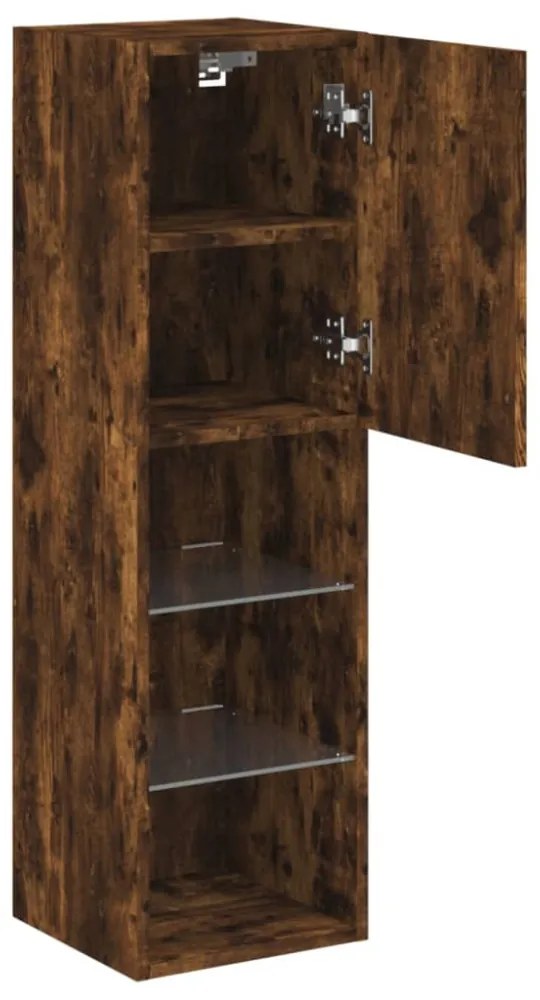 2 db füstös tölgy színű TV-szekrény LED-ekkel 30,5x30x102 cm