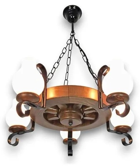 Brilagi - Csillár láncon ROATA 5xE14/40W/230V bükkfa/dió