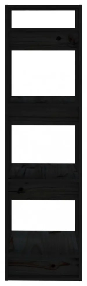 fekete tömör fenyőfa könyvszekrény/térelválasztó 41x35x125 cm