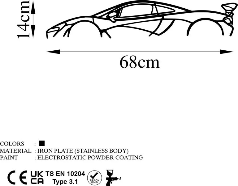 Mclaren fém fali dekoráció, 68×14 cm