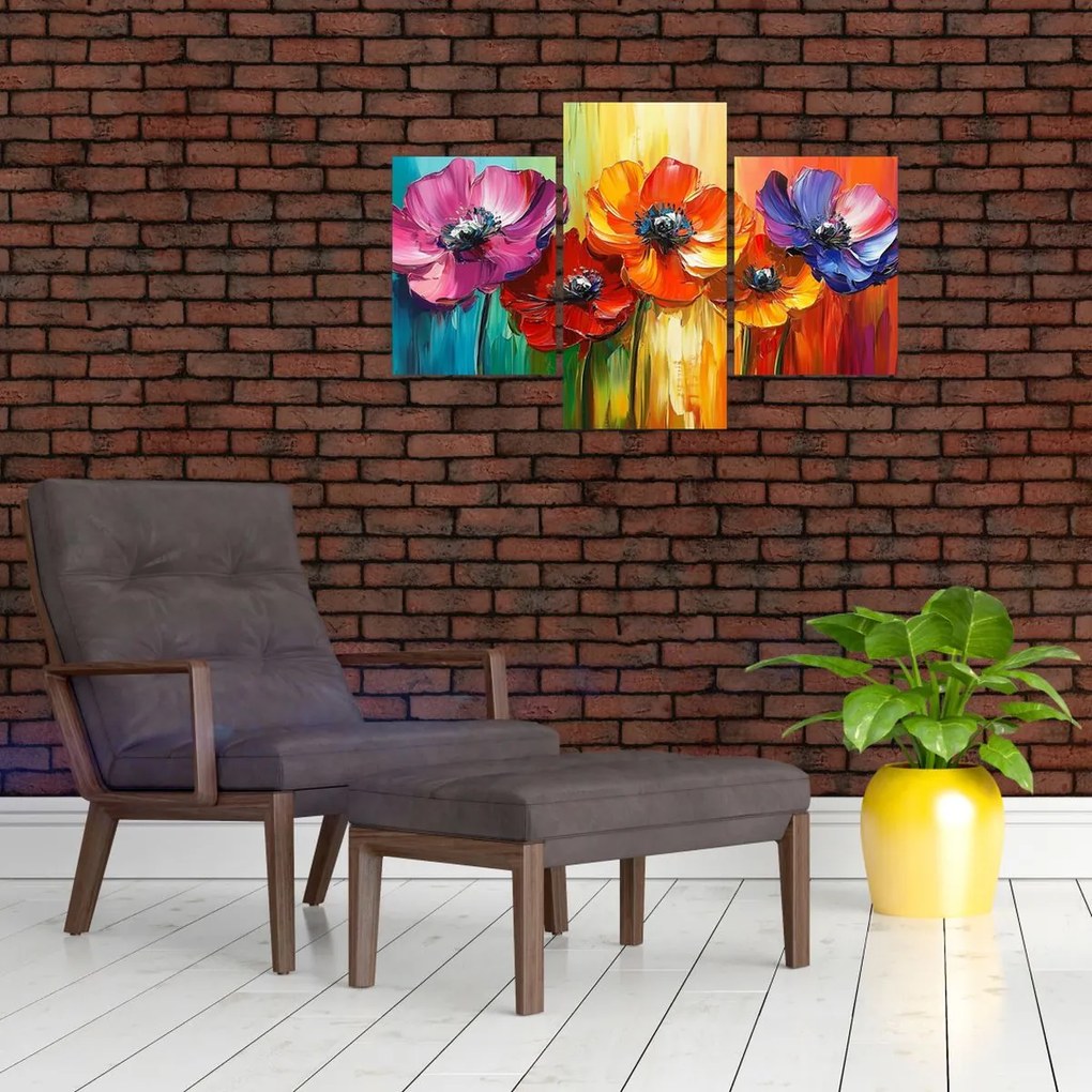 Kép - Öt színes virág (90x60 cm)