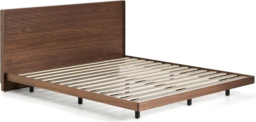 Barna nyírfa franciaágy ágyráccsal 180x200 cm Norlen – Kave Home