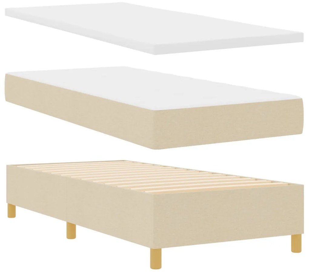Box Spring Ágy Mattal és Pad Krém 90x190 cm Szövet