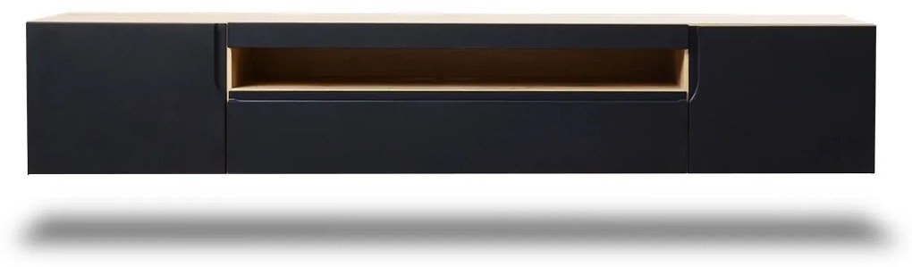 Loftia fali kétajtós TV szekrény 200 cm - artisan tölgy / matt fekete