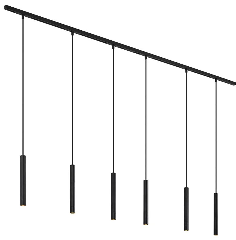 Modern sínrendszer 6 függőlámpával fekete 1 fázisú - Slimline Keno