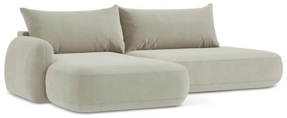 Bézs kinyitható sarokkanapé (bal oldali-heverő résszel) Hale – Makamii