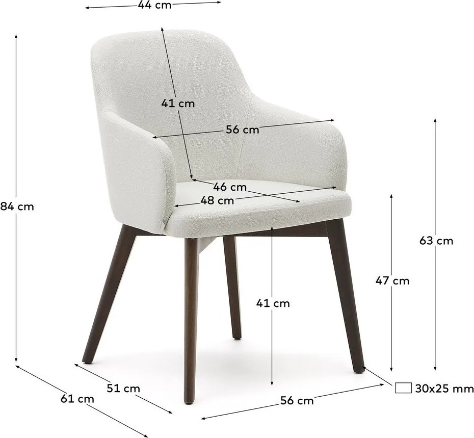 Krémszínű kárpitozott karfás étkezőfotel Nelida – Kave Home