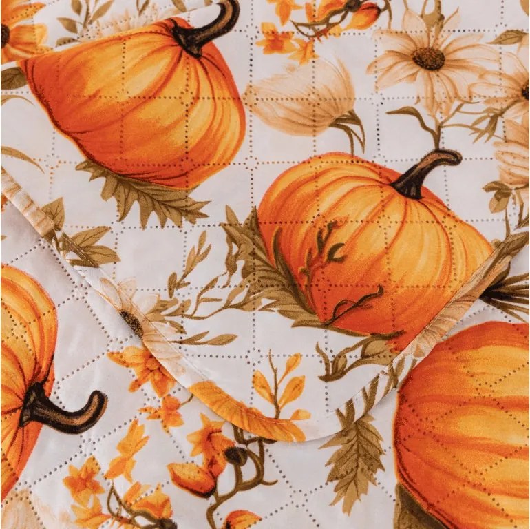 Ágytakaró FLOWERS AND PUMPKINS, narancssárga Méret: 220 x 240 cm