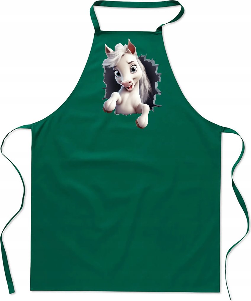 Konyhai Kötény pamut zöld lyuk Ló ló FA_490_z