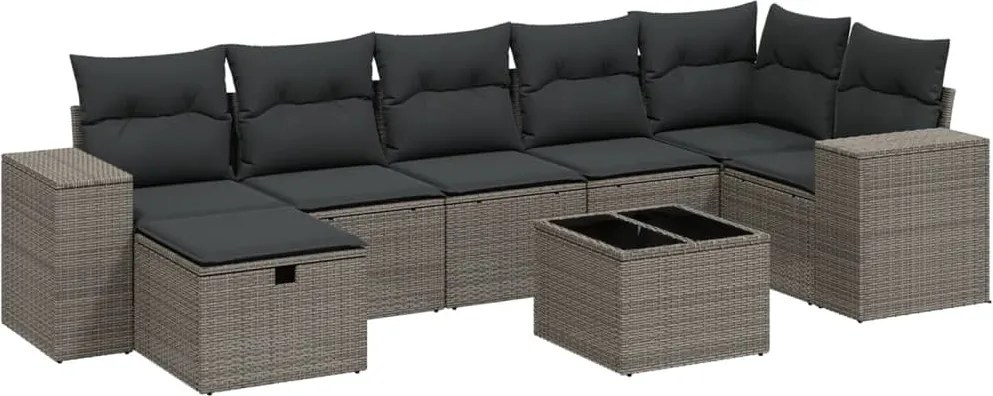 vidaXL 8 részes világosszürke polyrattan kerti ülőgarnitúra párnával