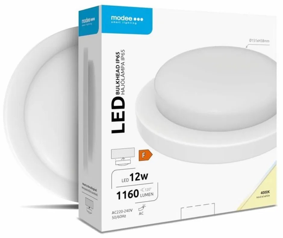 Modee LED Hajólámpa Kerek 12W 4000K (D151x38mm) IP65 (1160 lumen) fehér