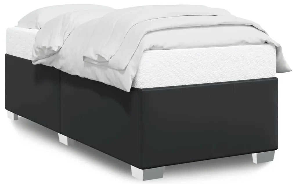 fekete műbőr ágykeret 100x200 cm