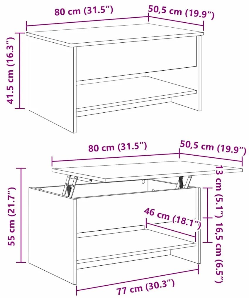 Dohányzóasztal Musta tammi 80 x 50.5 x 41.5 cm Faanyag