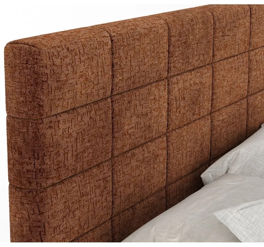 Narancssárga ágyneműtartós boxspring ágy 200x200 cm Ava – Maison de Rêve