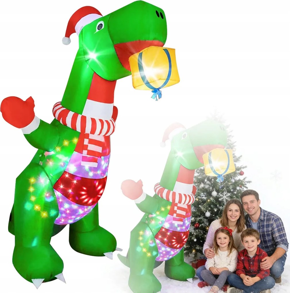 Dinoszaurusz Felfújható Karácsonyi Dekoráció Led Kerti Dekoráció XXL 240cm