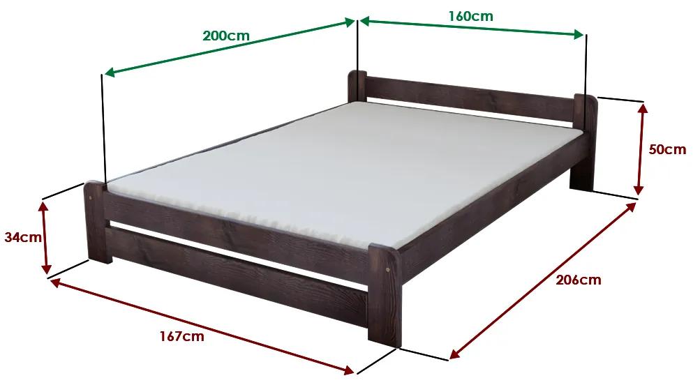 Emily ágy 160x200 cm, diófa Ágyrács: Lamellás ágyrács, Matrac: Coco Maxi 19 cm matrac