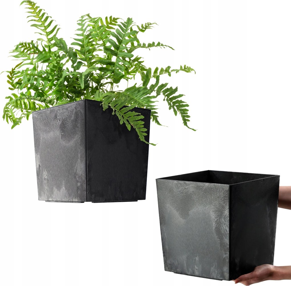 Virágtartó 25cm Virágtartó Betéttel Műanyag Fekete