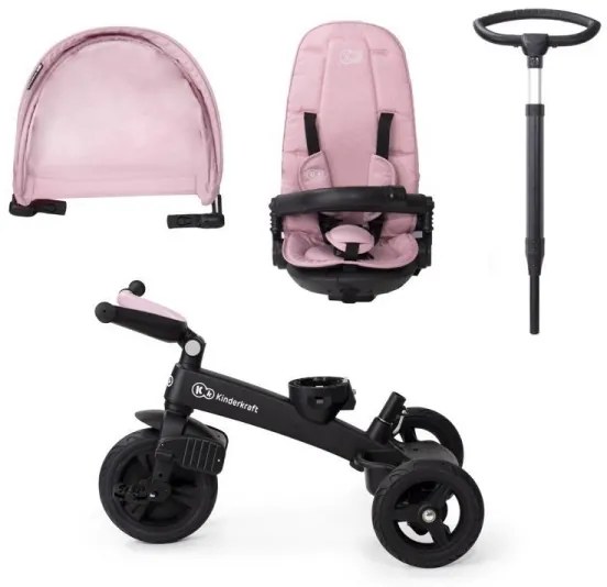 KINDERKRAFT - Gyermek tricikli 5v1 EASYTWIST rózsaszín/fekete