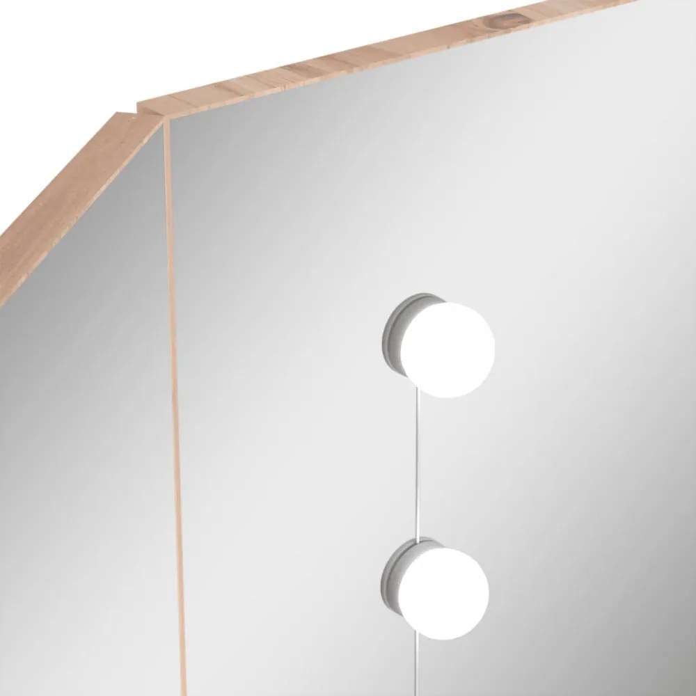 fekete sarok-fésülködőasztal LED-világítással 111x54x141,5 cm