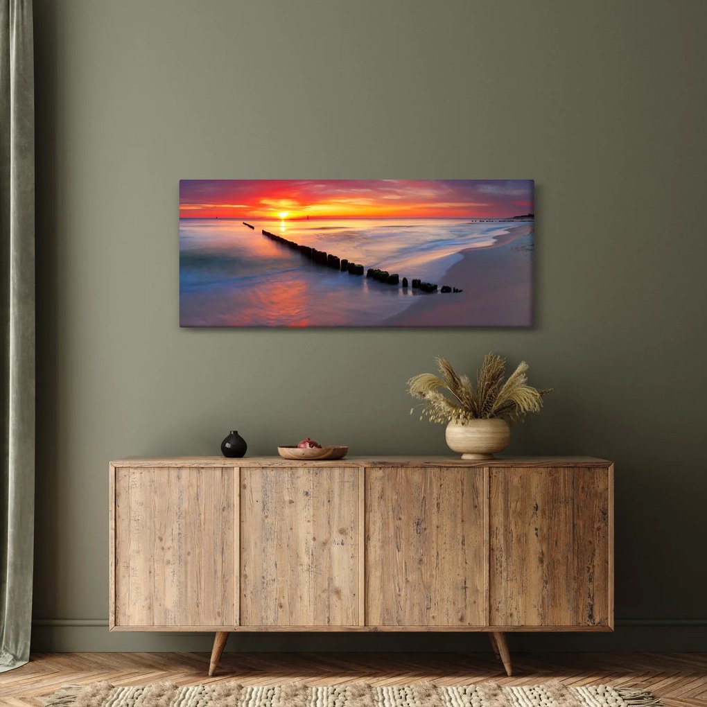 Kép - Naplemente, Balti tenger, Lengyelország (120x50 cm)