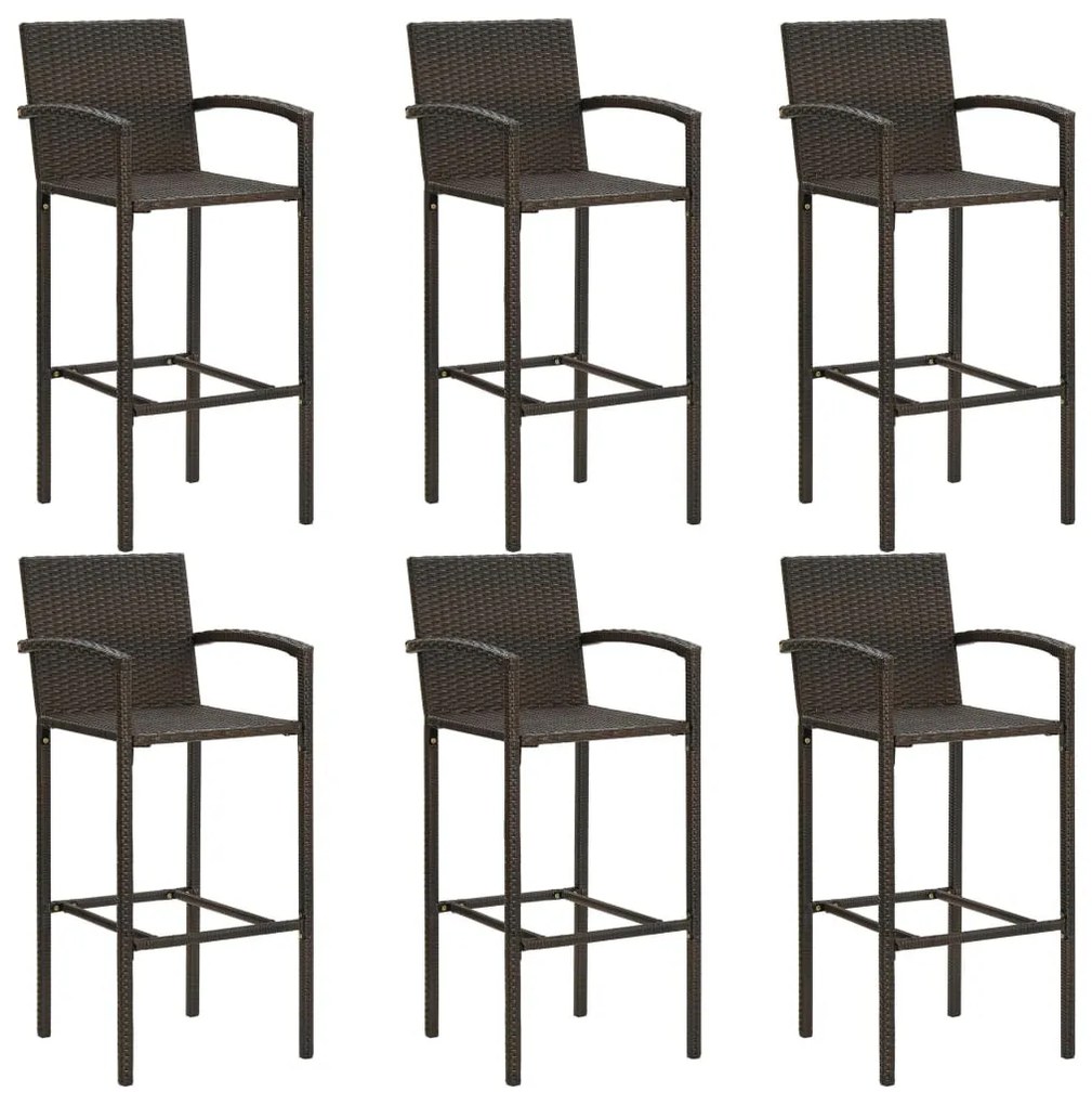 7 részes barna polyrattan kültéri bárszett kartámasszal