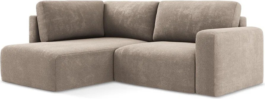 Bézs zsenília kinyitható-tárolóhelyes sarokkanapé (bal oldali-L alakú) Kona – Makamii