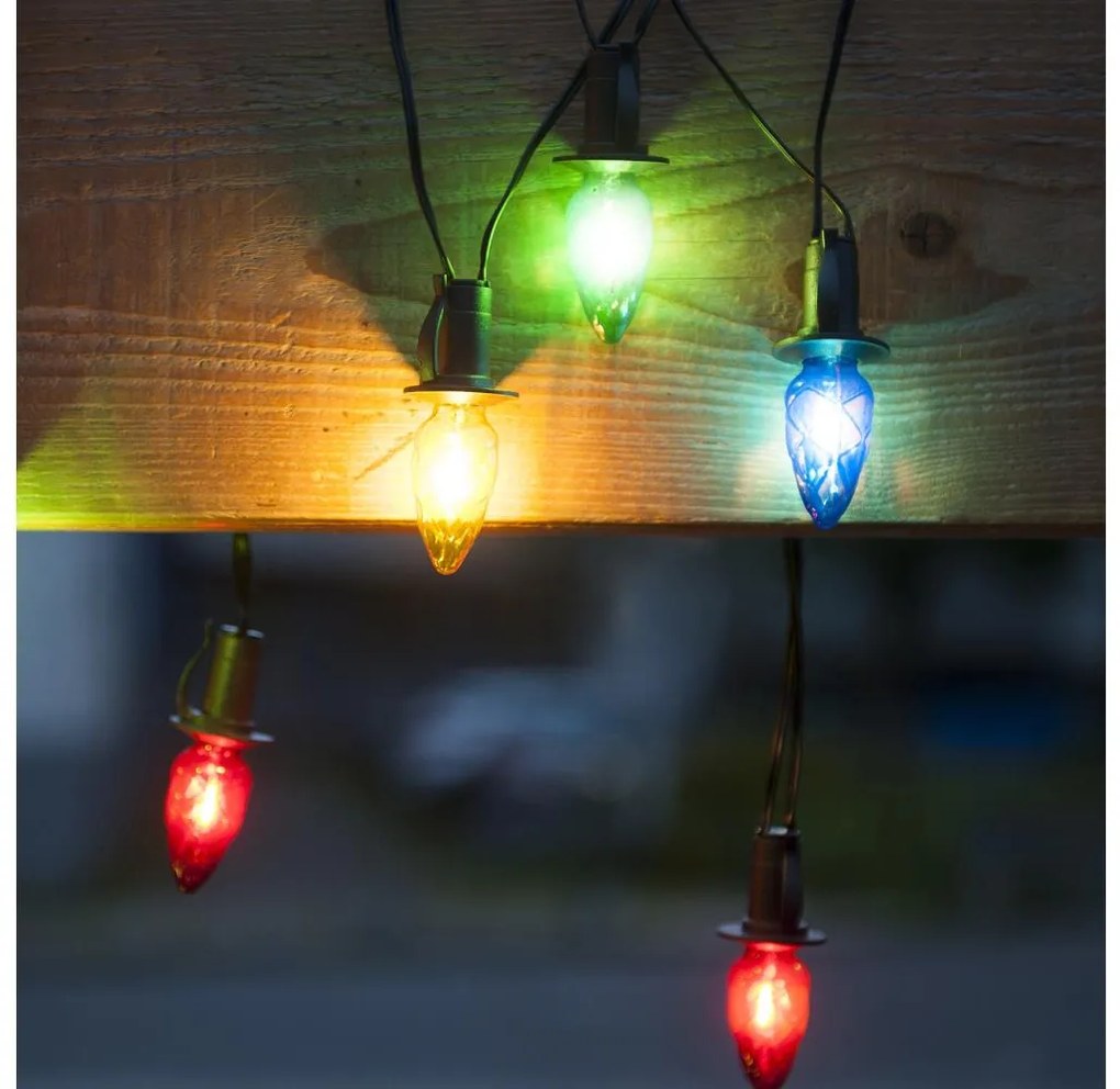 LED kültéri karácsonyi fényfüzér CONE FILAMENT 20xE10 19m színes/meleg fehér IP44