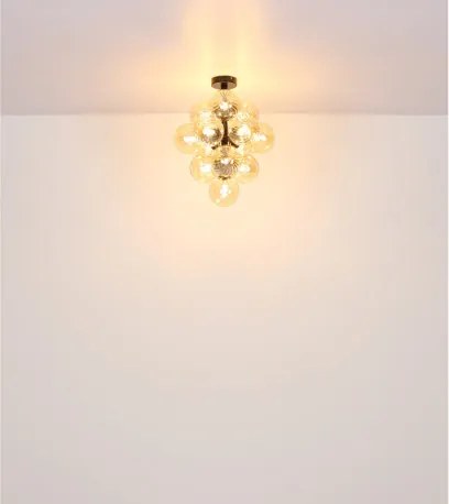 Globo 56146D Mennyezeti lámpa, fém matt fekete, borostyánszínű üveggolyók, ø: 395mm, M: 500mm, 13x G9 LED 4W 230V izzók nélkül
