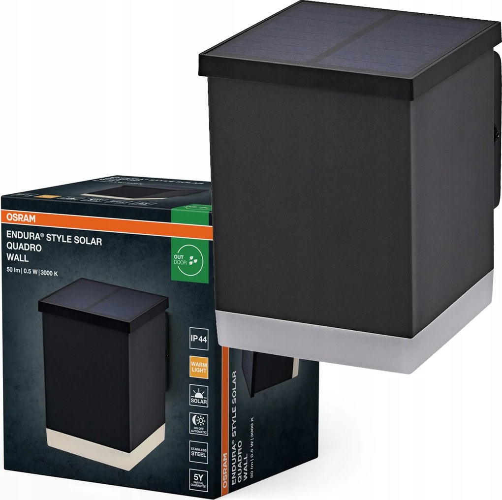 Napelemes fali lámpa Kültéri Led 0.5W 50lm 3000K Szürke IP44 Endura