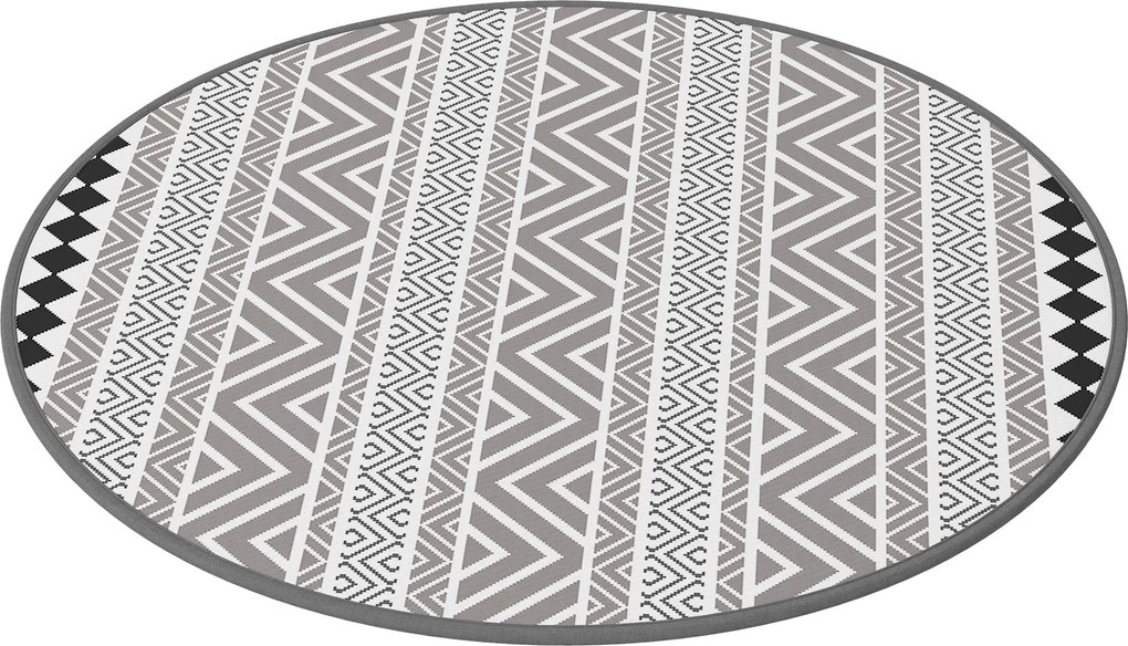 Outsunny Kerek Kültéri Szőnyeg Forgatható Mat, Vízhatlan Műanyag Szőnyeg Kertbe, Teraszra, Kempinghez, 180 cm, Szürke+Fekete | Aosom