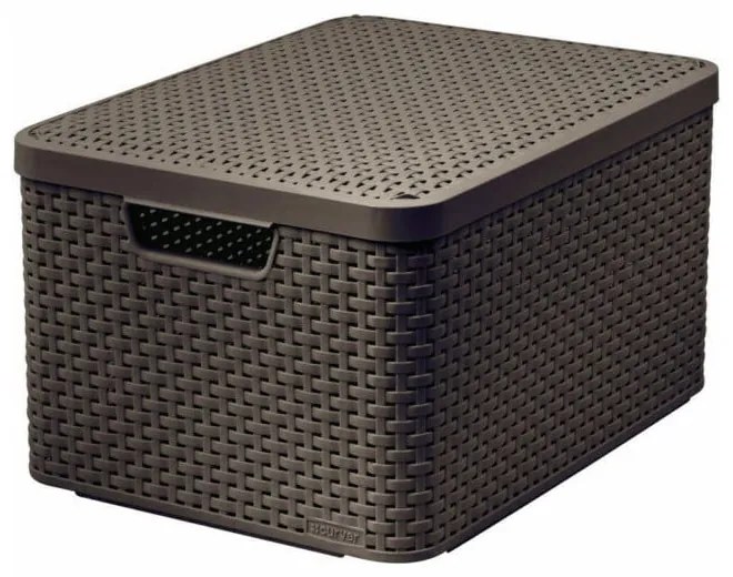 Sötétbarna fedeles műanyag tárolódoboz 33x44,5x25 cm Style – Curver
