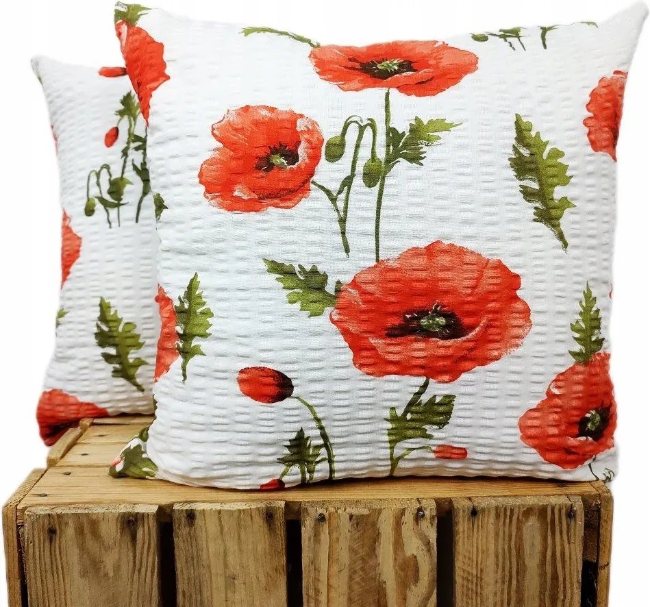 Parafa párnahuzat Extra 100% pamut mezei pipacs fehér virágokkal 70x80