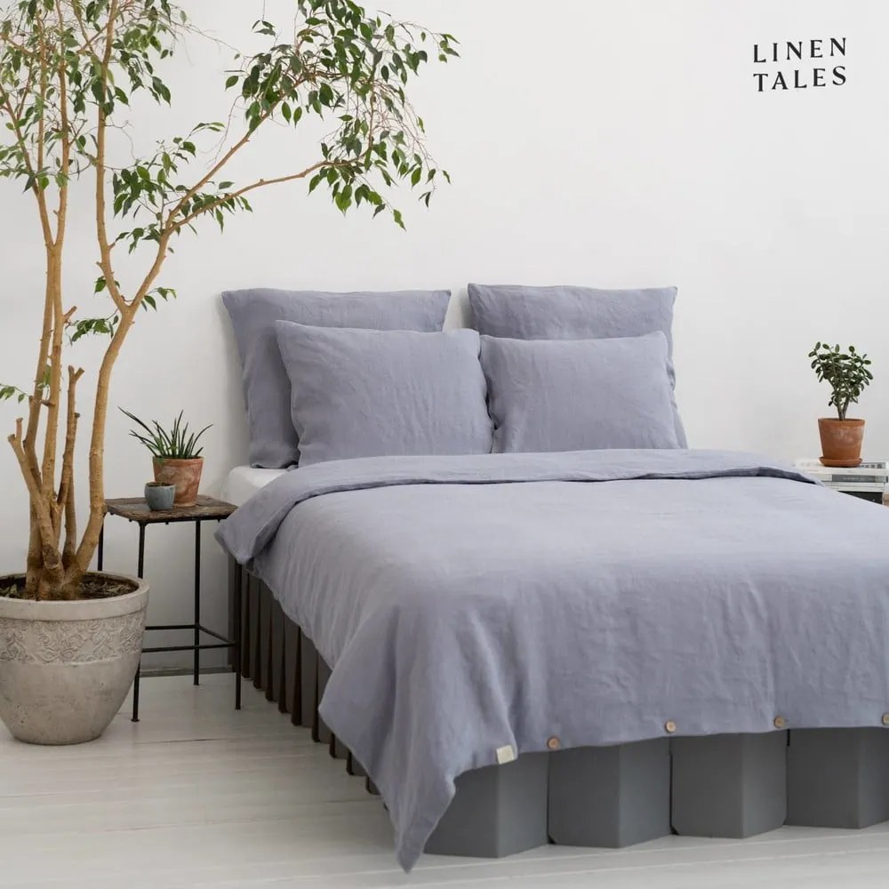 Világosszürke kétszemélyes kenderrost ágyneműhuzat 200x200 cm – Linen Tales
