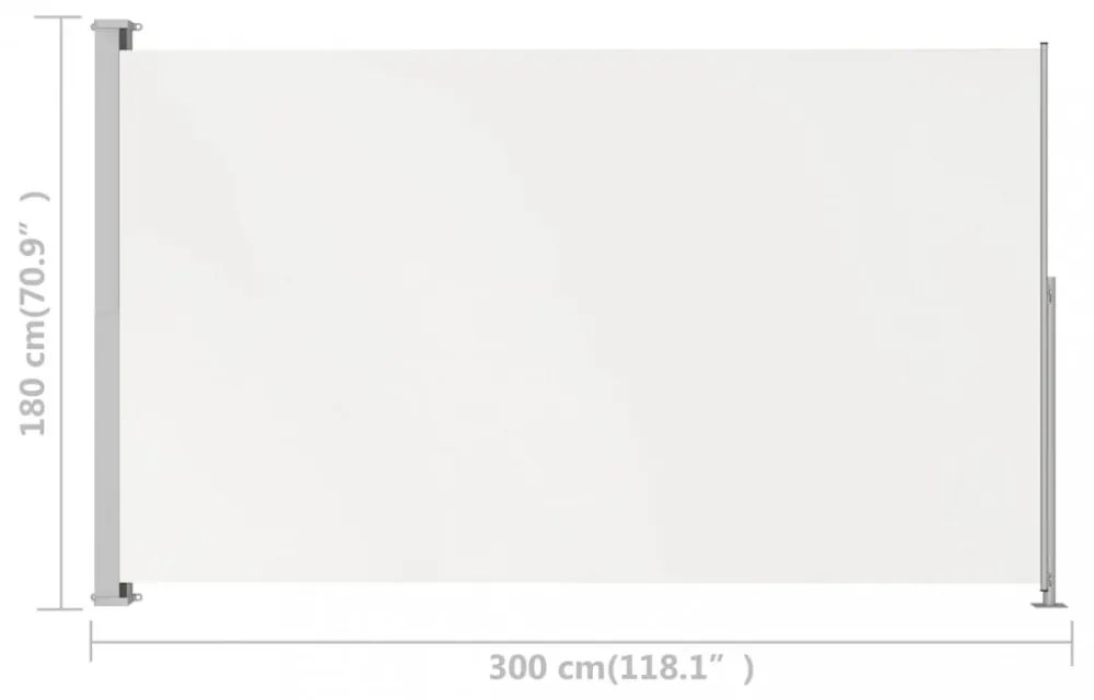 krémszínű behúzható oldalsó terasznapellenző 180 x 300 cm