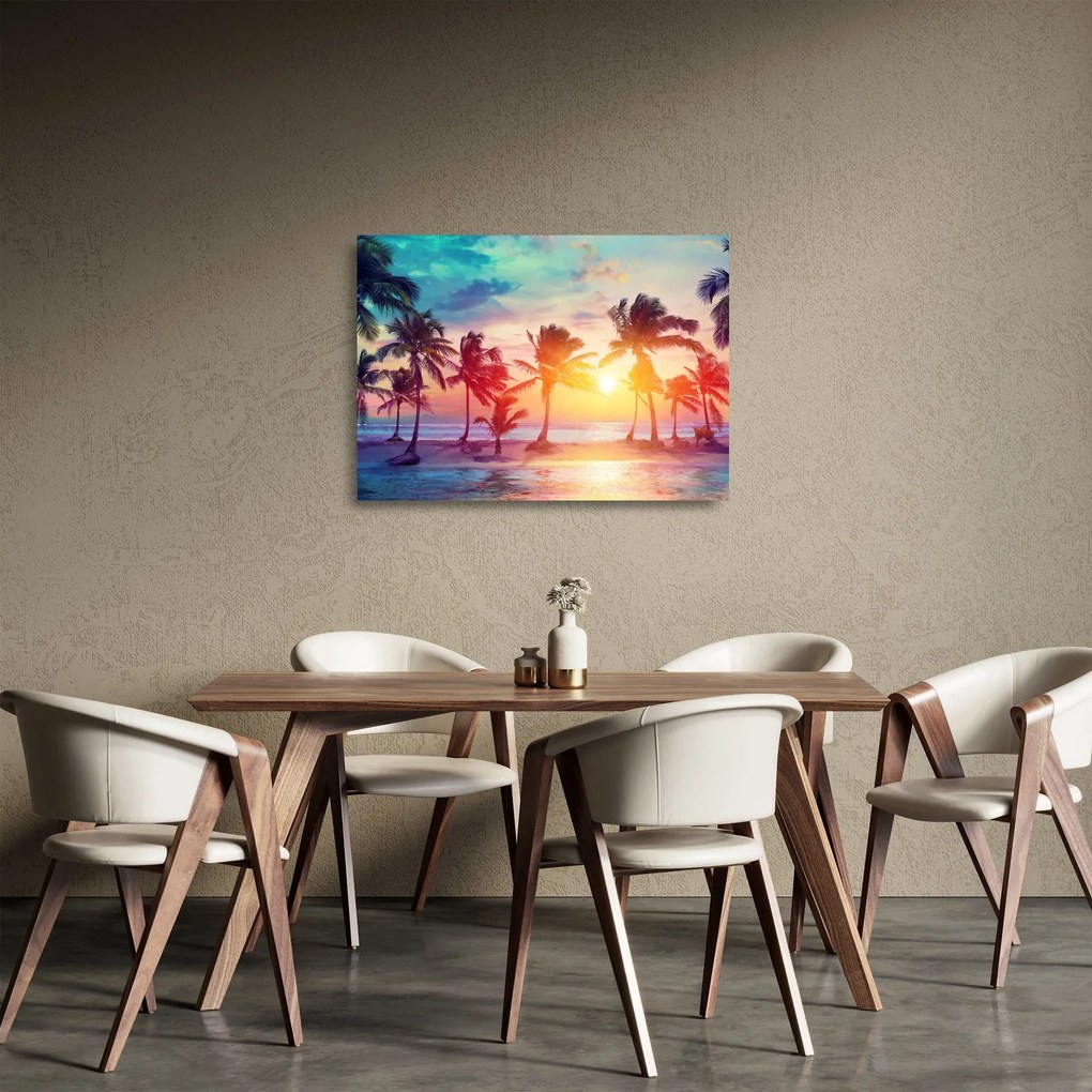 Kép - trópusi naplemente (üvegen) (70x50 cm)