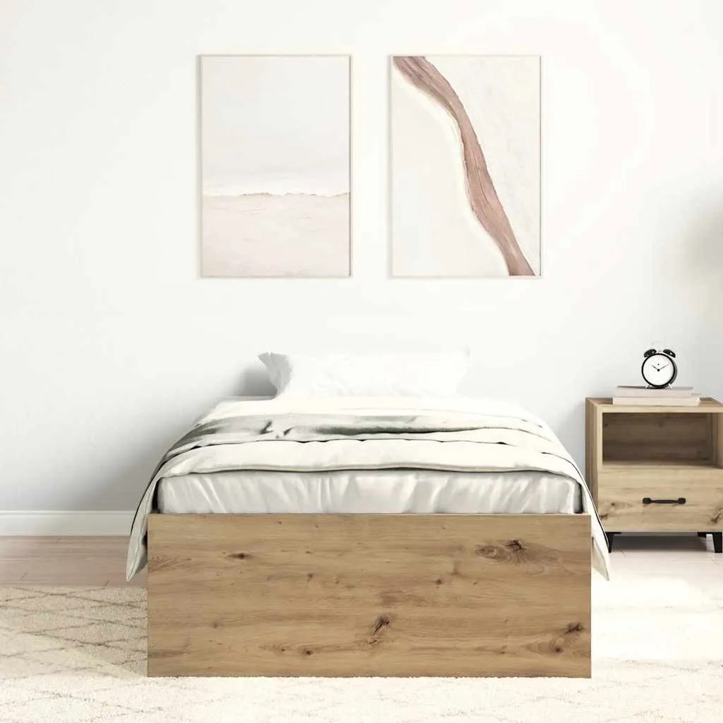 kézműves tölgy szerelt fa ágykeret matrac nélkül 100x200 cm