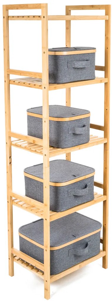 G21 tárolódoboz 40 x 30 x 15 cm, bambusz, fedéllel, szürke