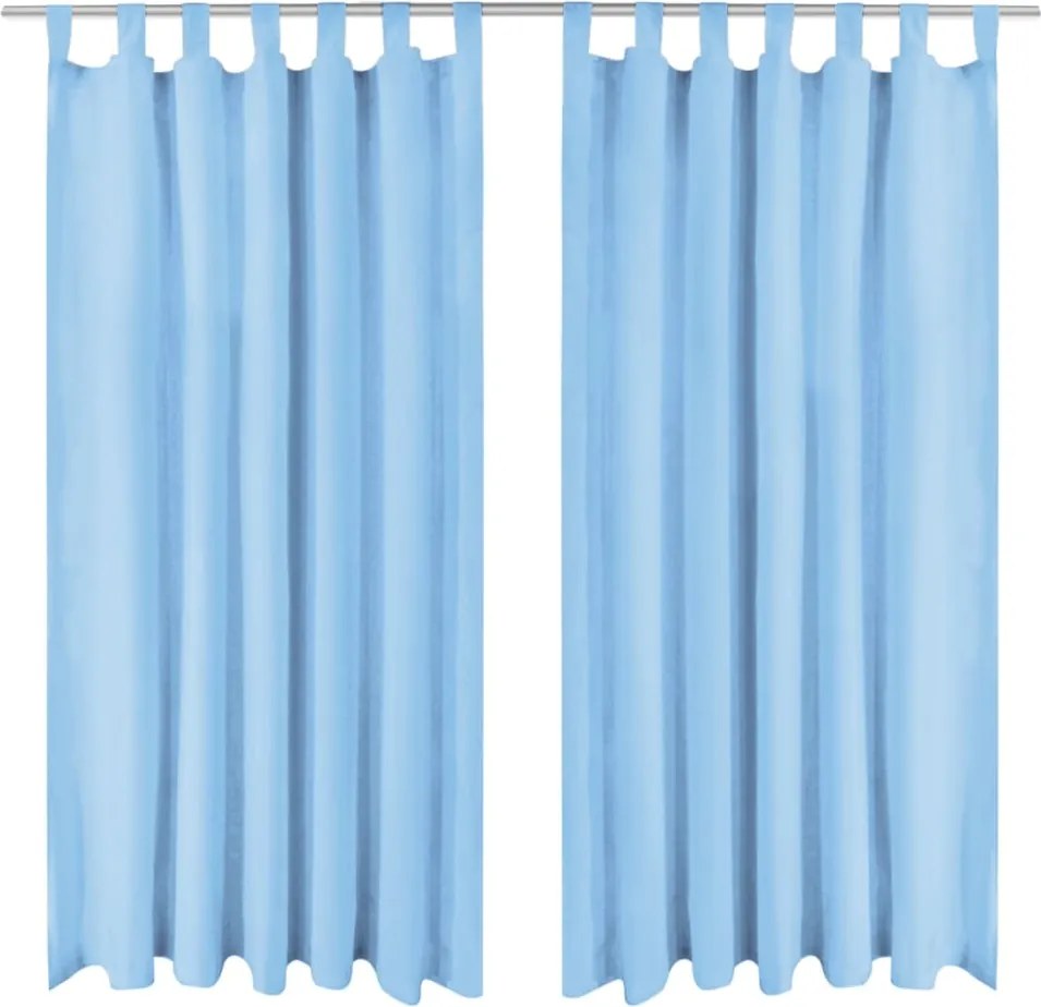 vidaXL 2 db türkizkék mikroszatén függöny karikákkal 140 x 175 cm