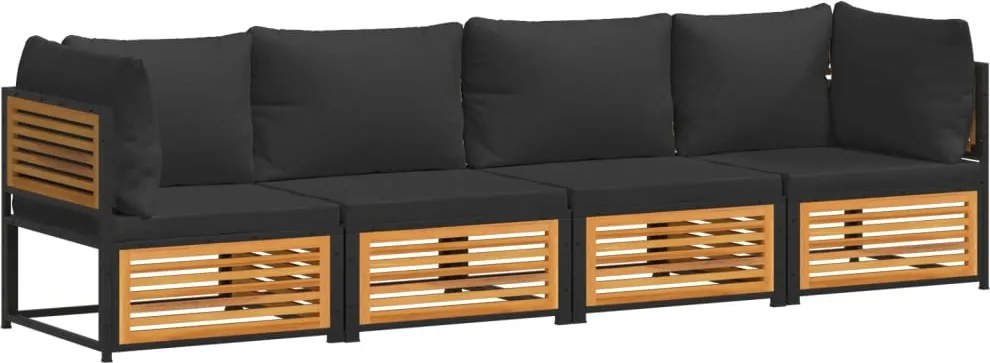 vidaXL 4 részes tömör akácfa kerti ülőgarnitúra párnával