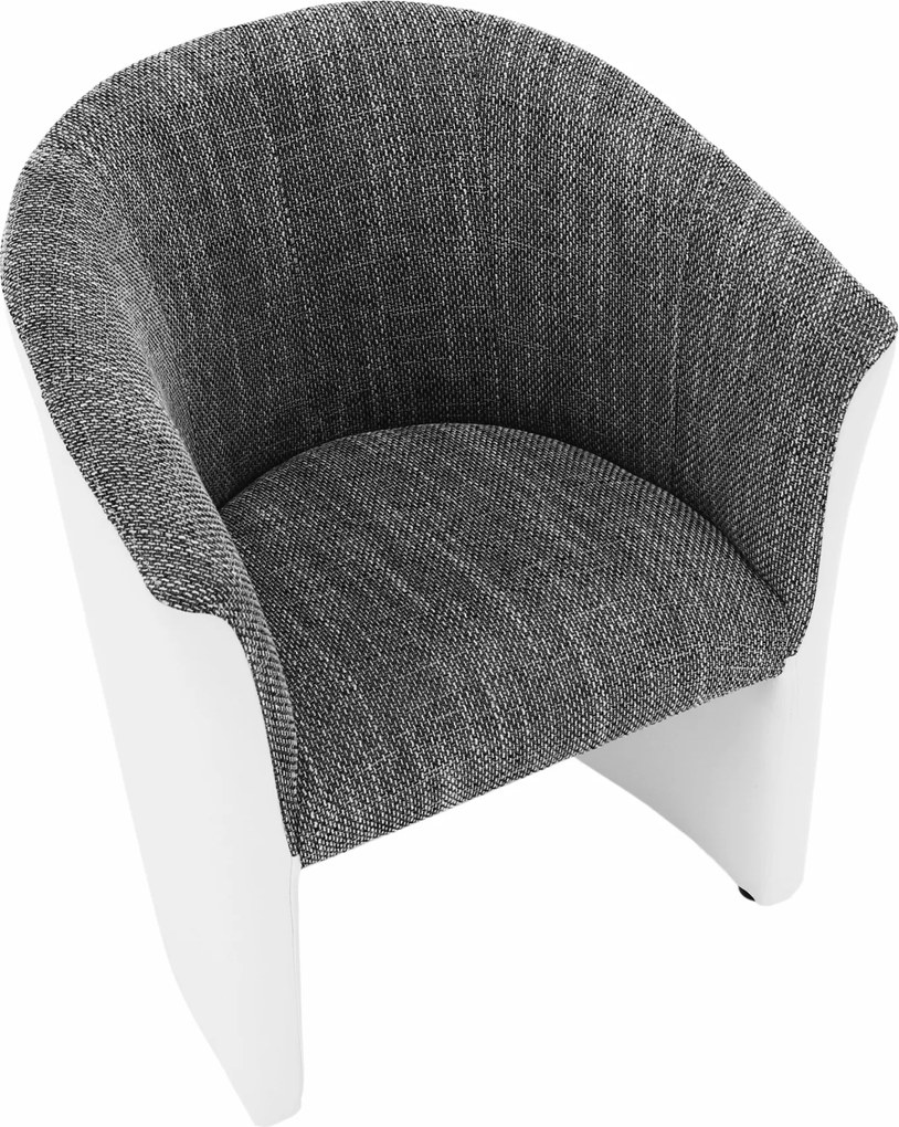 Klub fotel, fehér textilbőr / szürke szövet, CUBA